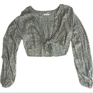 Small Floral Long Sleeve Crop Top